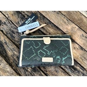 Consuela Black and Green Patterned Wallet